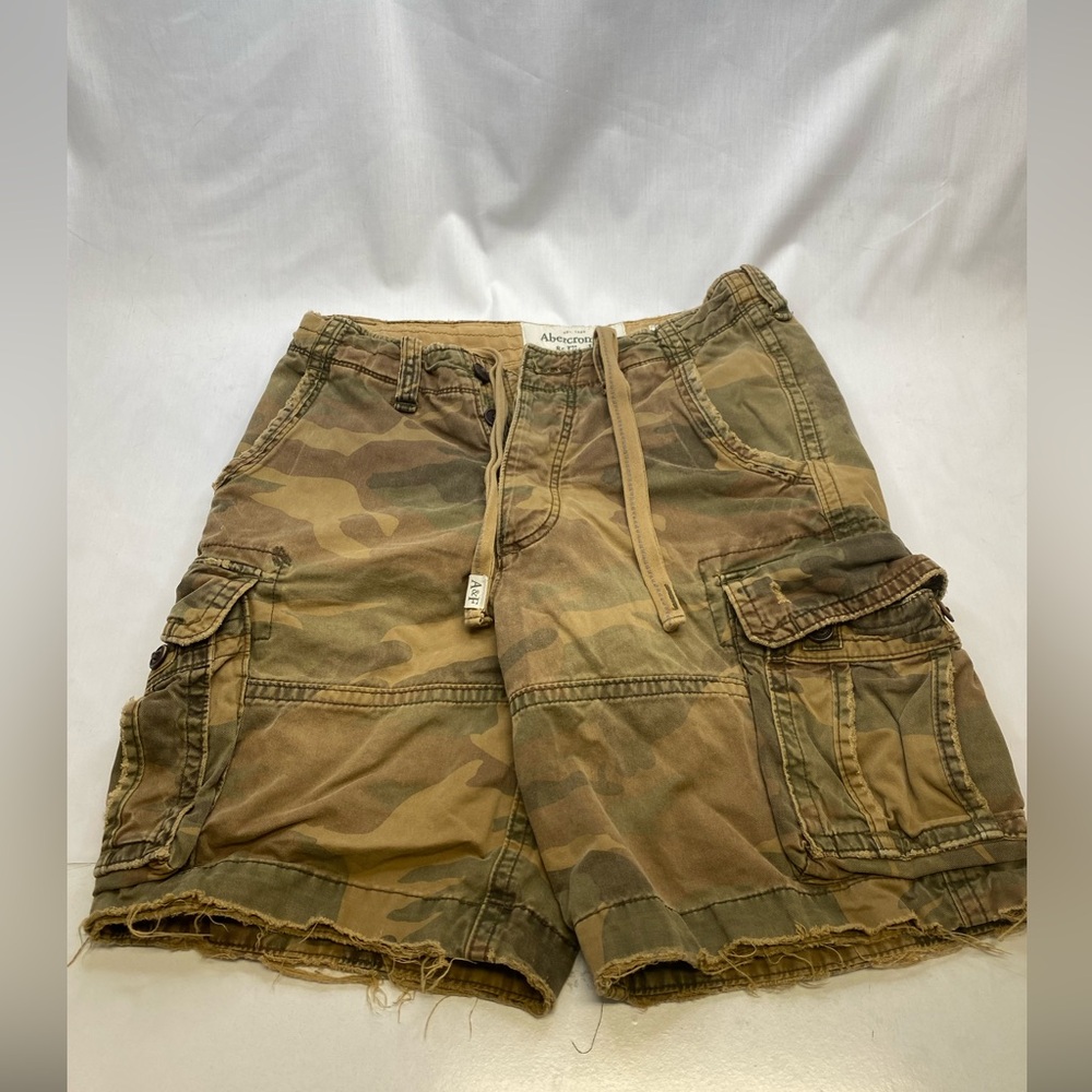 Vintage y2k Abercrombie & Fitch Camo Cargo Shorts - Olive Green/Tan